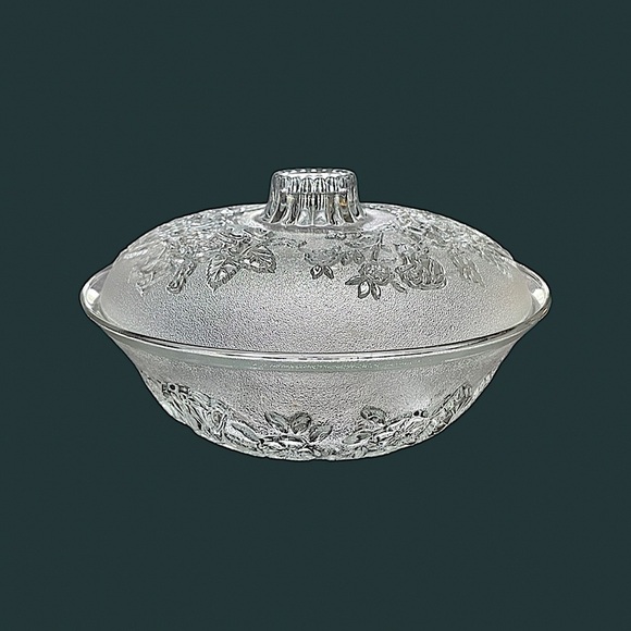 VINTAGE Floral Etched Glass Candy Dish. - Picture 1 of 11